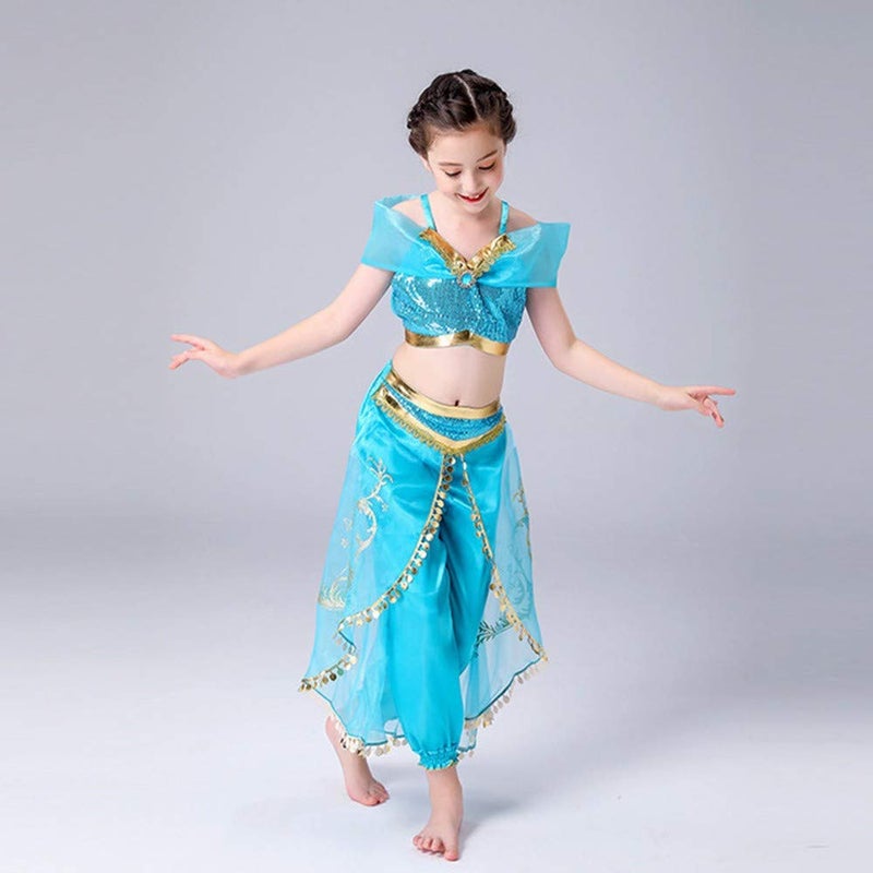 DH Gorgeous Girls Princess Jasmine Fancy Costume Dress & Pants for Little Girls 5-6 Years - Image 5
